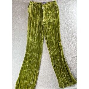 Kimchi Blue Pants Womens 4 Crushed Lime Velvet Velour Wide Leg Disco Retro Y2K